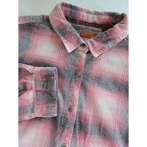 Scully Shirt Womens XL Pink/Gray Textured Plaid‎ Long Sleeve